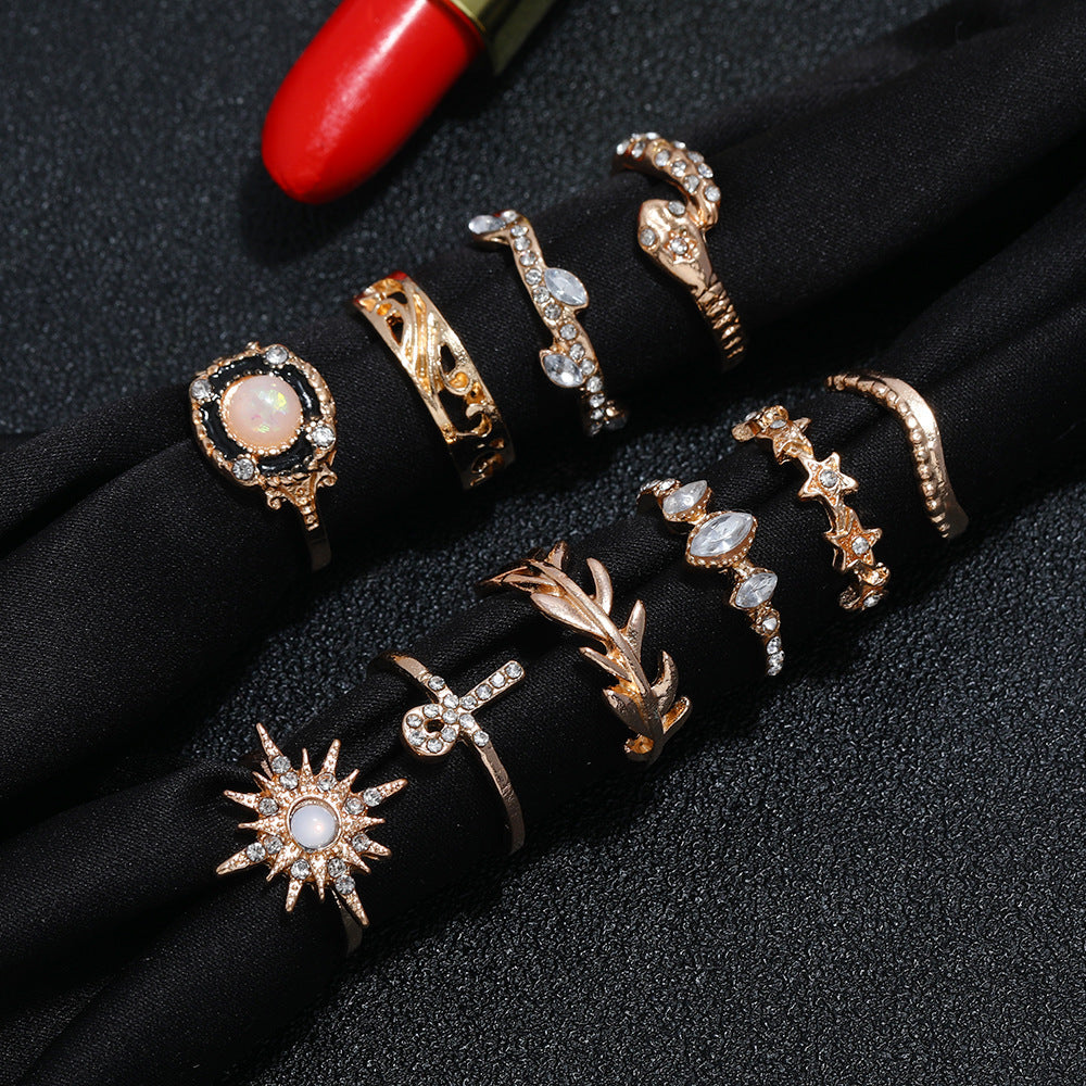 Metal Zircon Ring Set Alloy Jewelry One Size Pack Of Rings For Women Gift Elegant Jewelry For Women Gift Ideas