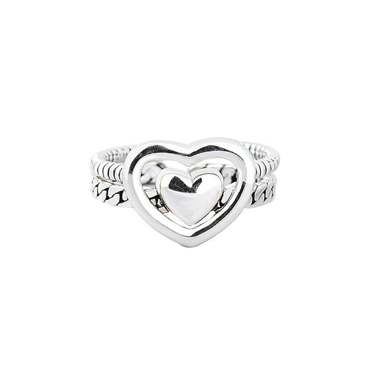 Sterling Silver Heart Ring For Women Vintage Style Anniversary Gift Wedding Celebration Retro Look For Her Now