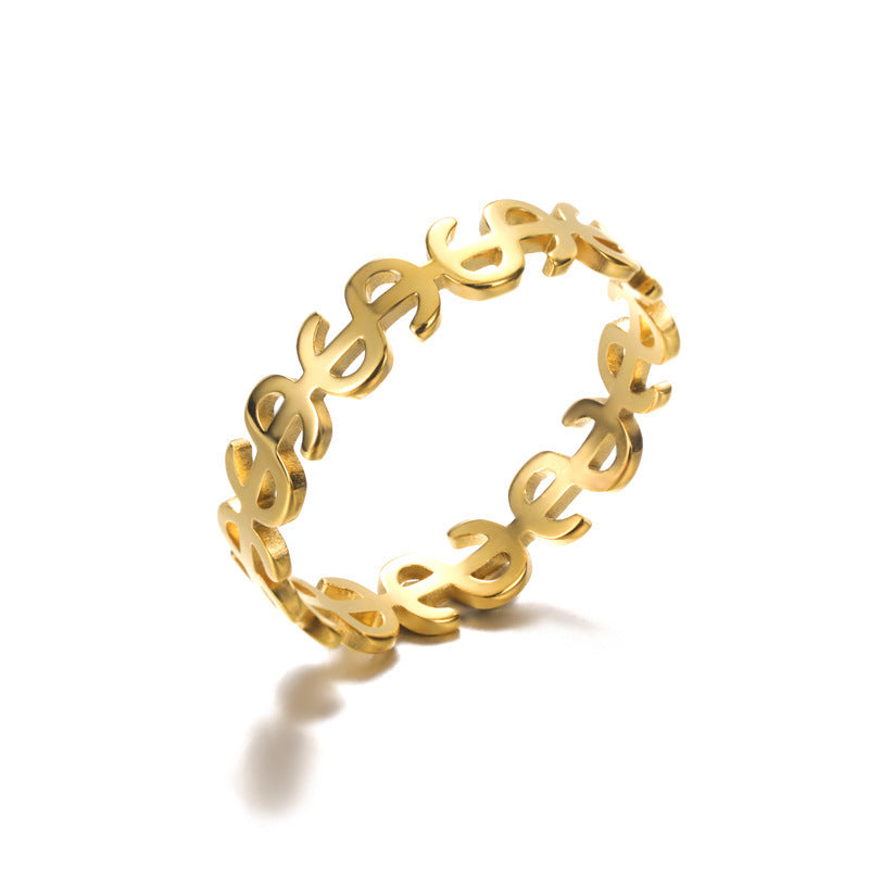 Unisex Stainless Steel Ring With Hollow Heart Design Geometric Round Electroplated Ring Fashion Jewelry For Men