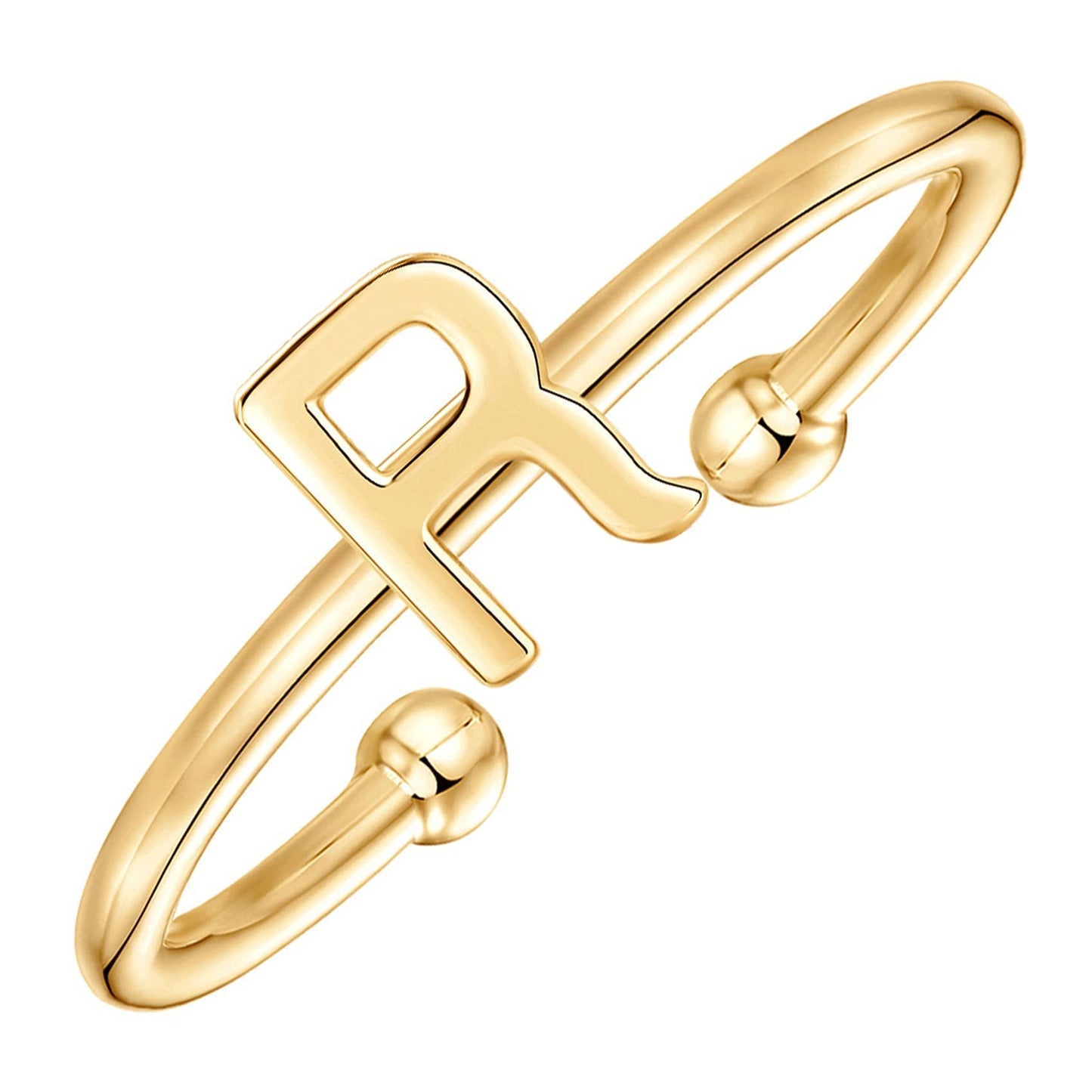 Adjustable Letter Ring Personalized Initial A To Z Copper Cutout Alphabet Ring For Women For Daily Wear Trendy