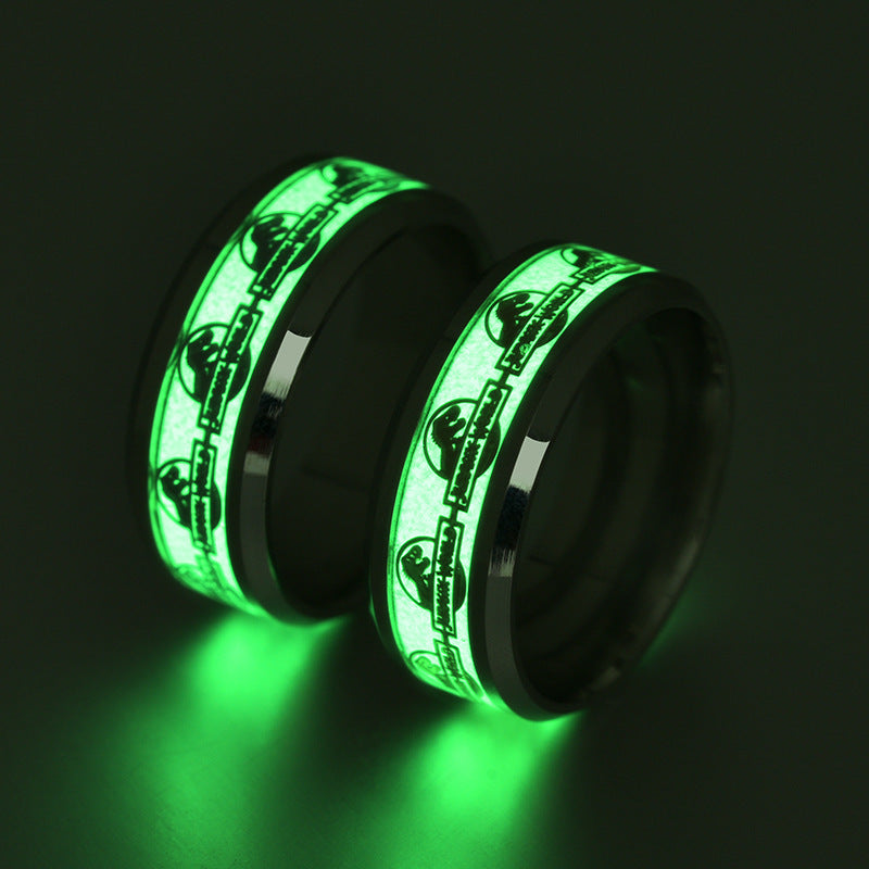 Crown Ring Titanium Steel Luminous Dinosaur Design Ring