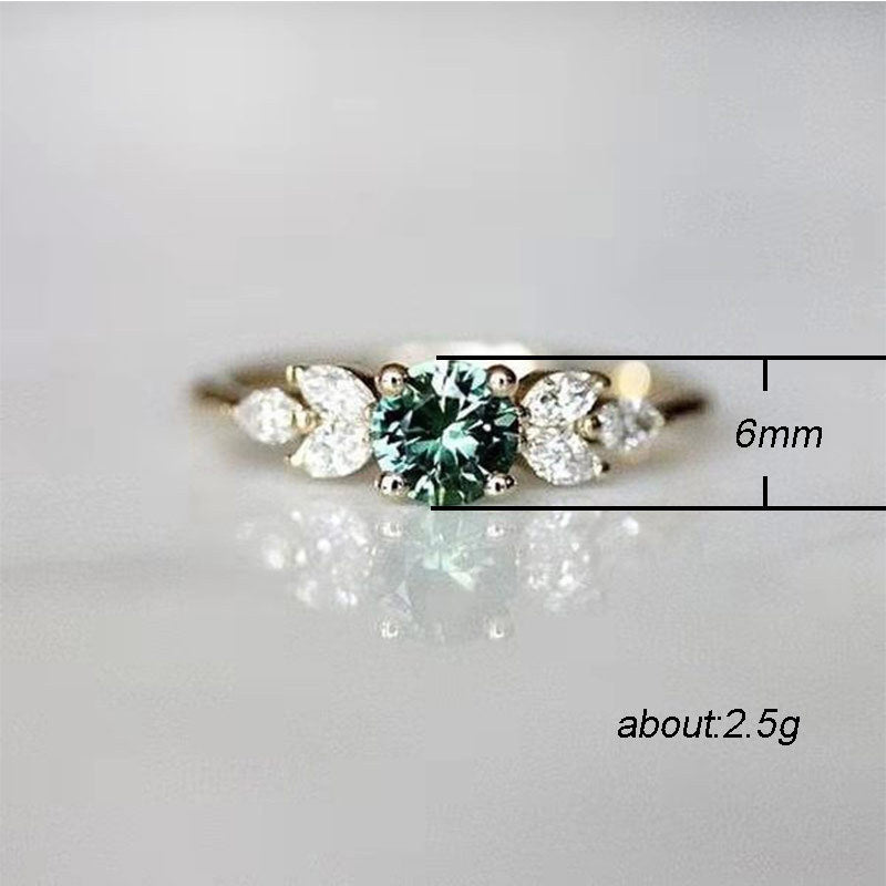 Ladies Fashion Ring Set With Sparkling Diamonds Zircon Copper Emerald Ring For Women Jewelry European Designed