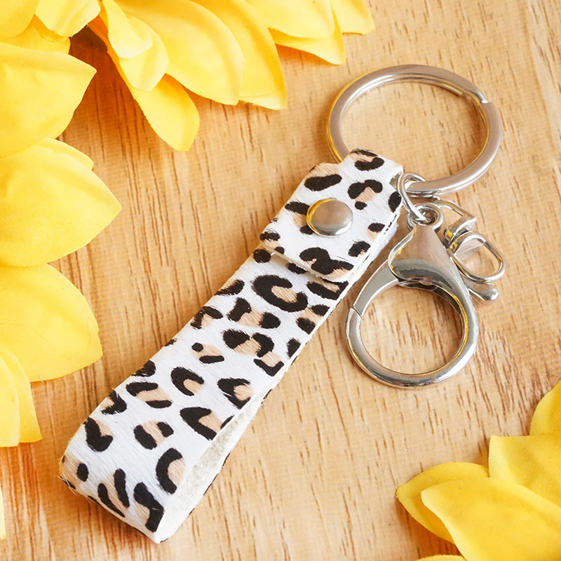 Leather Animal Print Keychain With Handmade Electroplated Finish Handbag Pendant And Car Key Accessory Style Collection