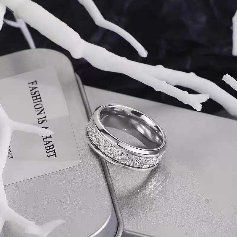 Metal Ring Titanium Steel Band With Silver Thread Accent And Black Ring For Men And Women Fashion For Daily Wear