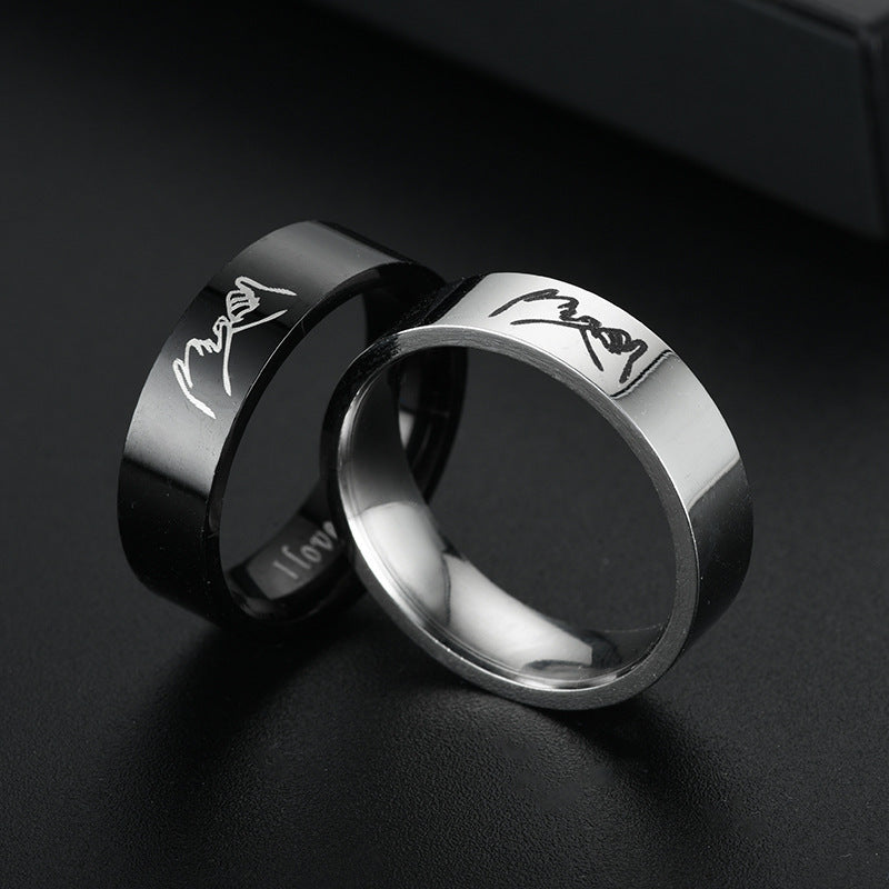 Titanium Steel Couple Rings Set Geometric Band Design For Him And Her Promise Wedding Engagement Couples Daily