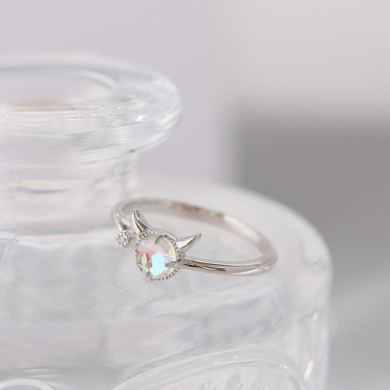 Womens Copper Ring Adjustable Korean Style Zircon Inlay Demon Ring Gifts Individually Packed Jewelry For Women