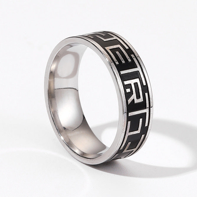 Geometric Titanium Ring Unisex Electroplated Band Jewelry