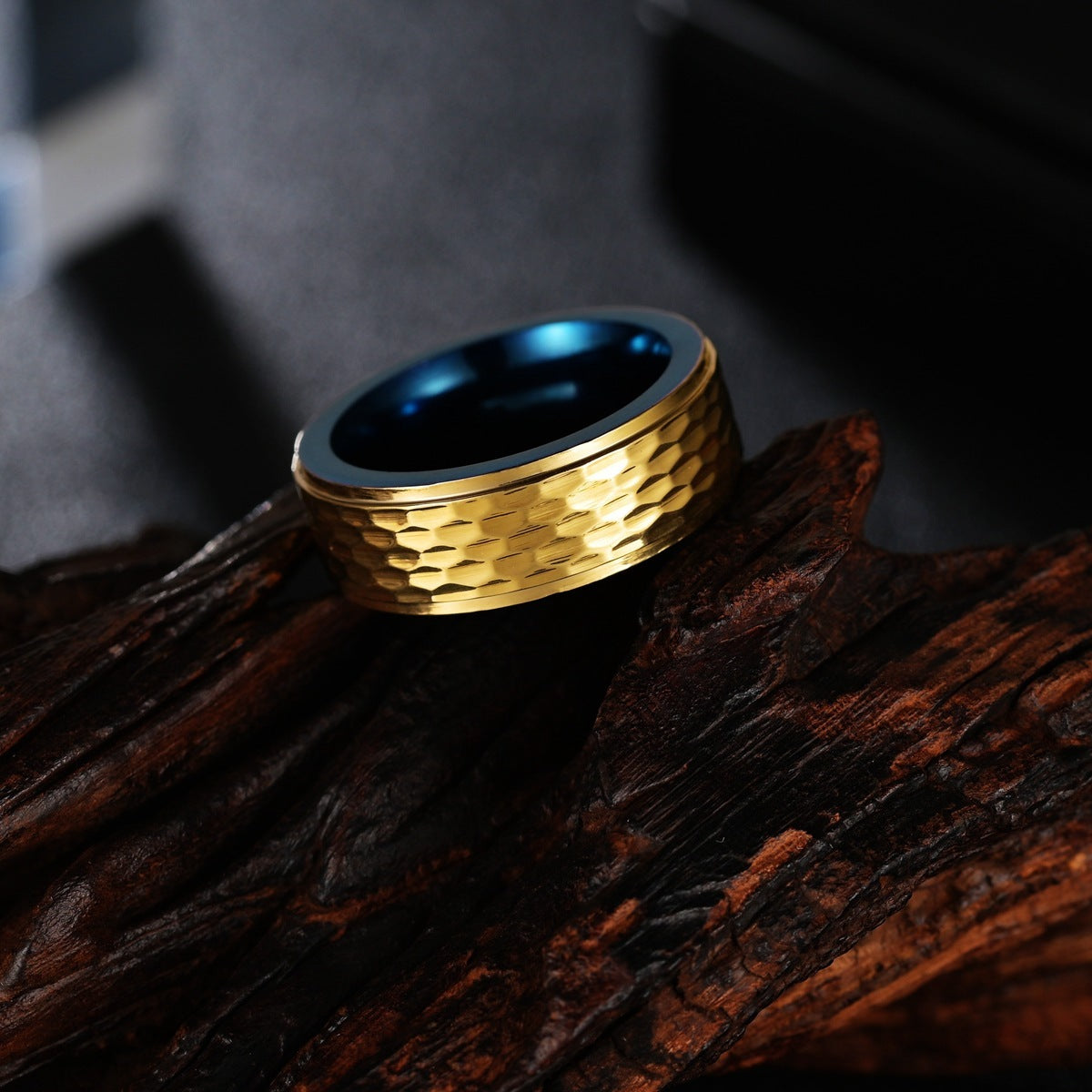 Hammer Pattern European And American Men's Tungsten Steel Ring