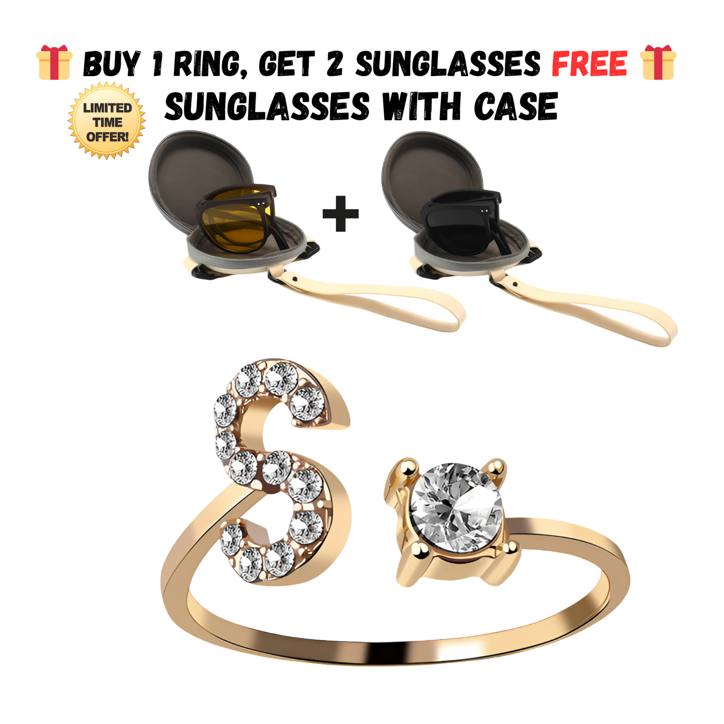 Adjustable Letter Zircon Ring with Alphabet Initials A Z Copper Alloy Jewelry Gift for Women Elegant Gift Idea