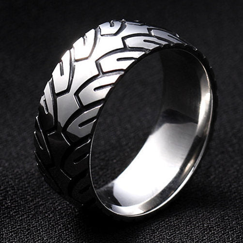 Mens Titanium Steel Ring With Retro Carbon Ion Black Finish Stylish Durable Gift For Him For Daily Style Gifts