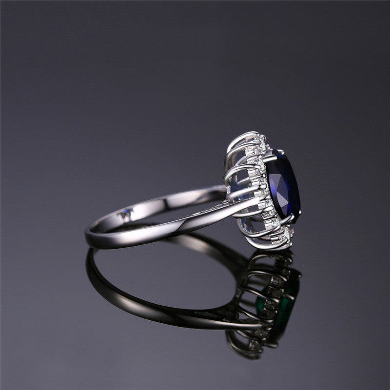 Womens Platinum Plated Ring With Zircon Inlaid Gemstones Fashion Jewelry Electroplated Ring Elegant Gift Style