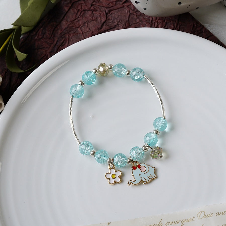 Womens Beaded Bracelet With Pearl Crystal And Alloy Animal Zodiac Charms Cartoon Adjustable Length Cute Charm