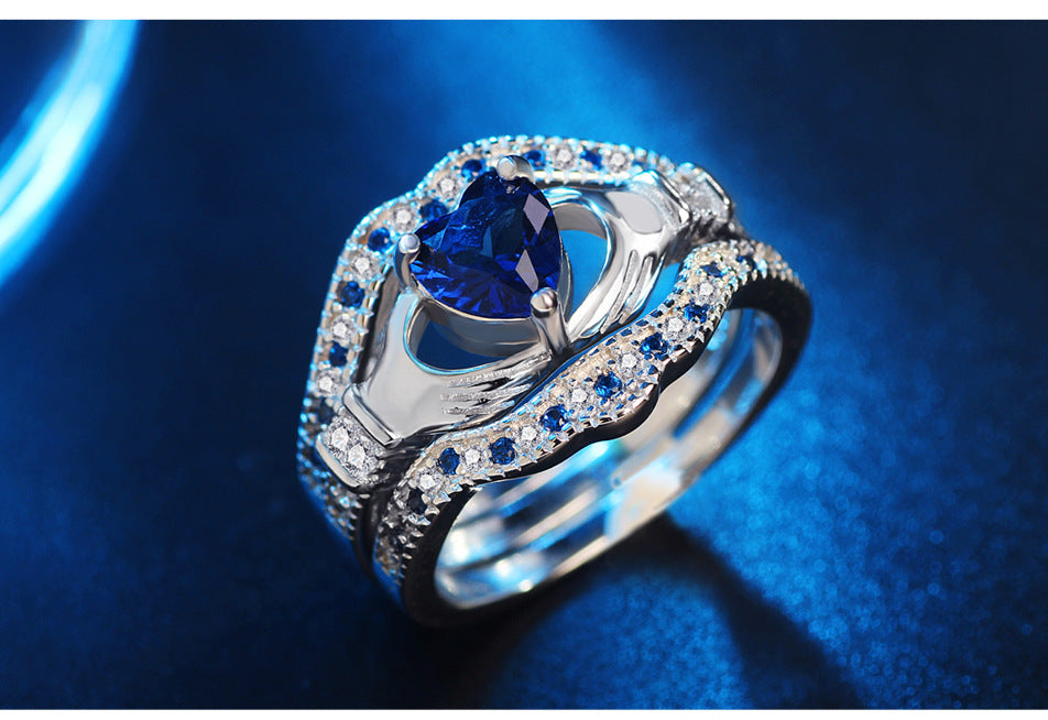 Love Heart Zircon Ring For Women Exaggerated Dazzling Brass Plated Jewelry Engagement Wedding Anniversary Gift