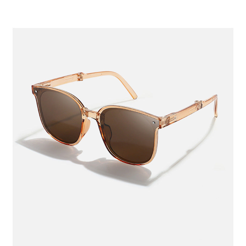 Folding Sunglasses Retro Sun Protection Glasses Resin Frame Box Eyewear With Spring Hinge To Fashion Commuting