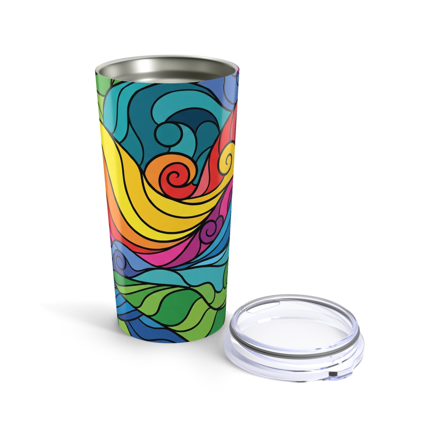 20oz Stainless Steel Tumbler With Double Wall Vacuum Insulation For Hot Or Cold Beverages Durable Printed Design
