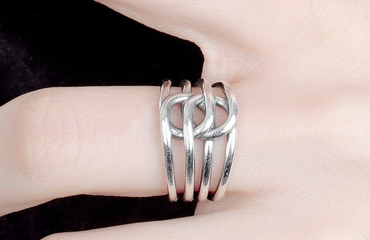 Womens Copper Cross Knot Ring Elegant Intertwined Design Durable Fashion Jewelry Everyday Wear Accessory Style