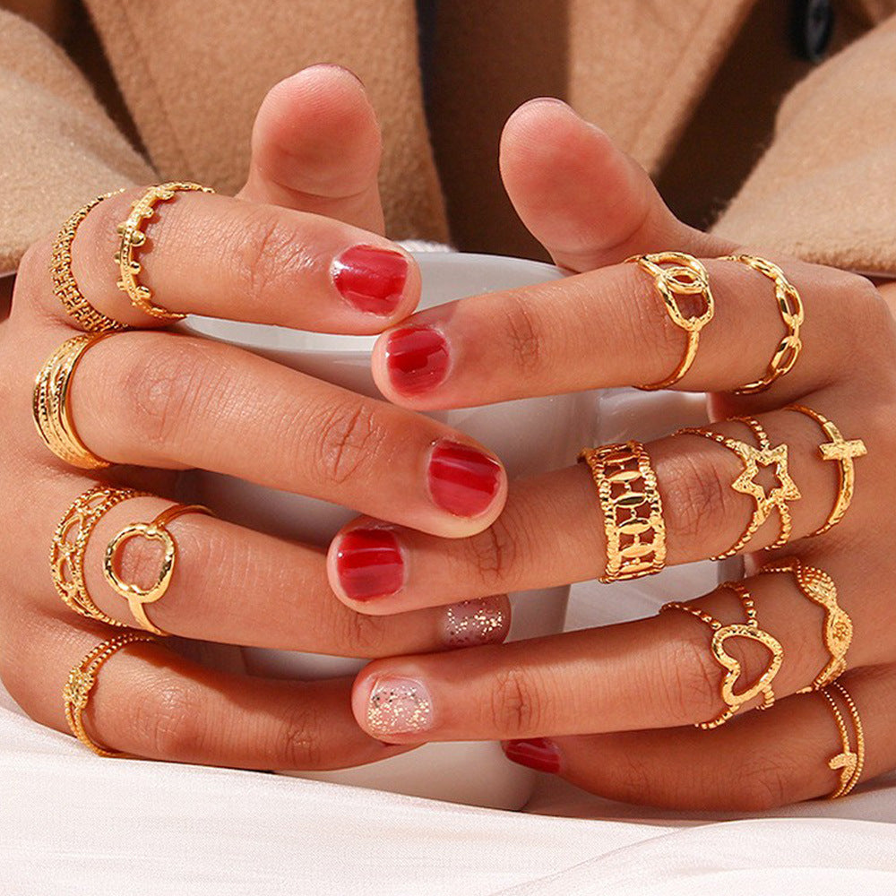 Womens Hollow Woven Open Rings Adjustable Stainless Steel Geometric Design Jewelry Gift Idea Nice Gift For Her