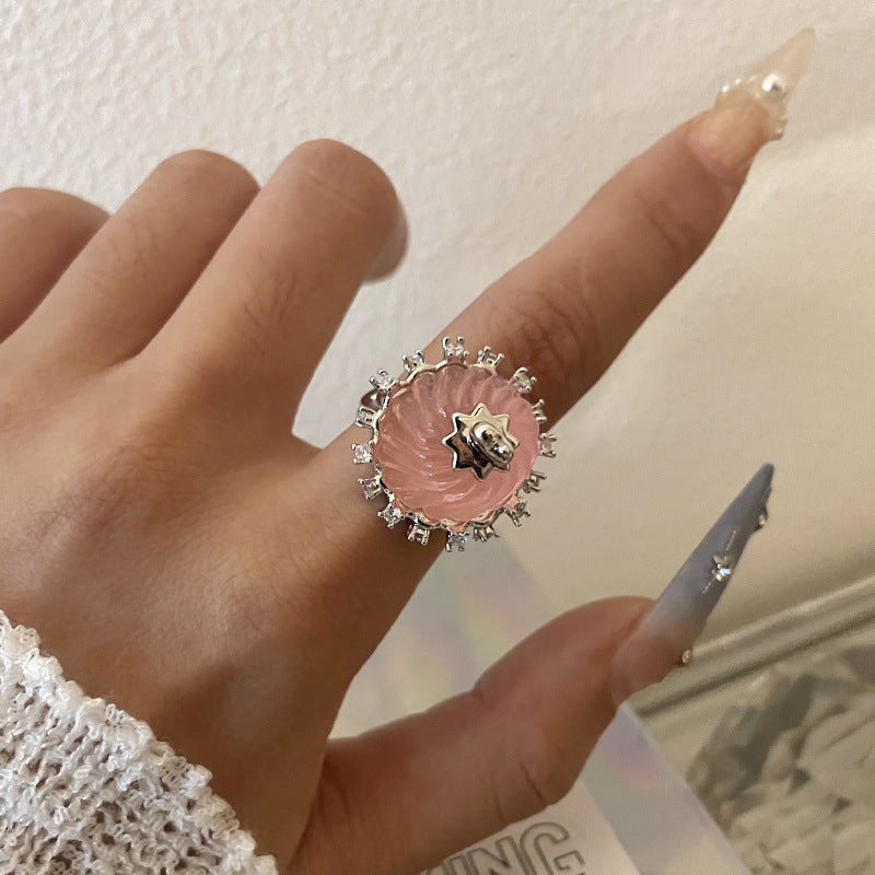 Pudding Ring For Women Special Interest Design Light Luxury Copper Open Ring Ice Cream Inspired Fashion Trendy