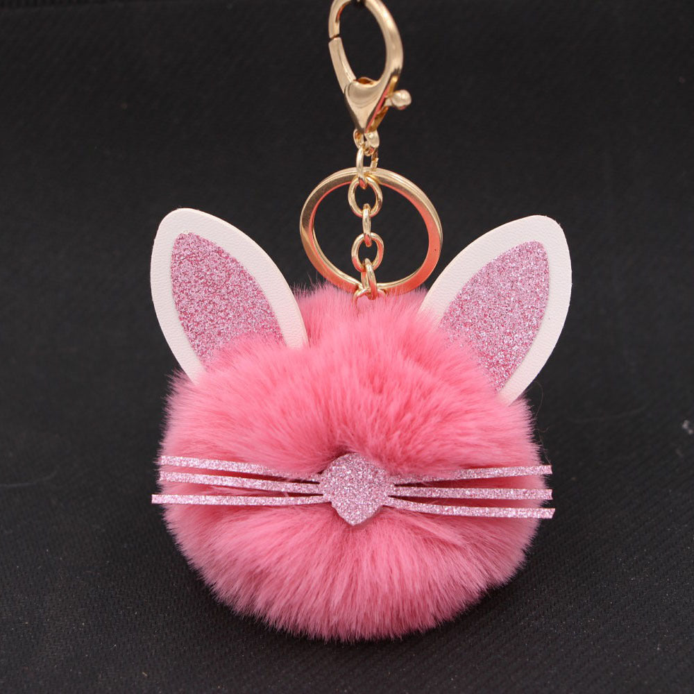Plush Kitten Keychain Cute Cat Pendant Alloy Key Ring Women Adorable Bag Charm Accessory Trendy Gift Ideas Cat