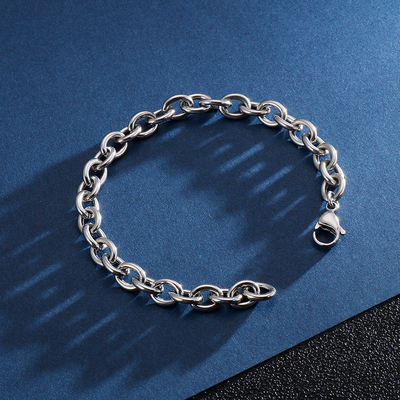 Geometric O Shaped Titanium Steel Bracelet Electroplated Chain Jewelry For Women And Girls Daily Stylish Charm