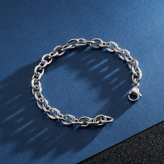 Geometric O Shaped Titanium Steel Bracelet Electroplated Chain Jewelry For Women And Girls Daily Stylish Charm