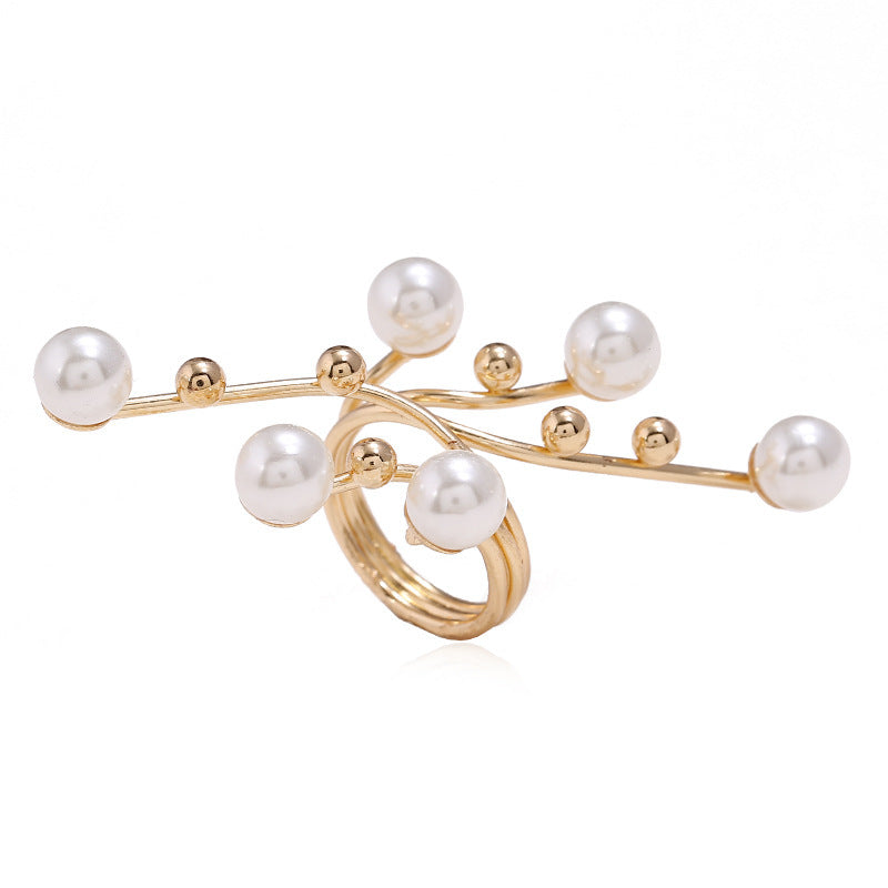 Geometric Pearl Ring Alloy European Jewelry For Women