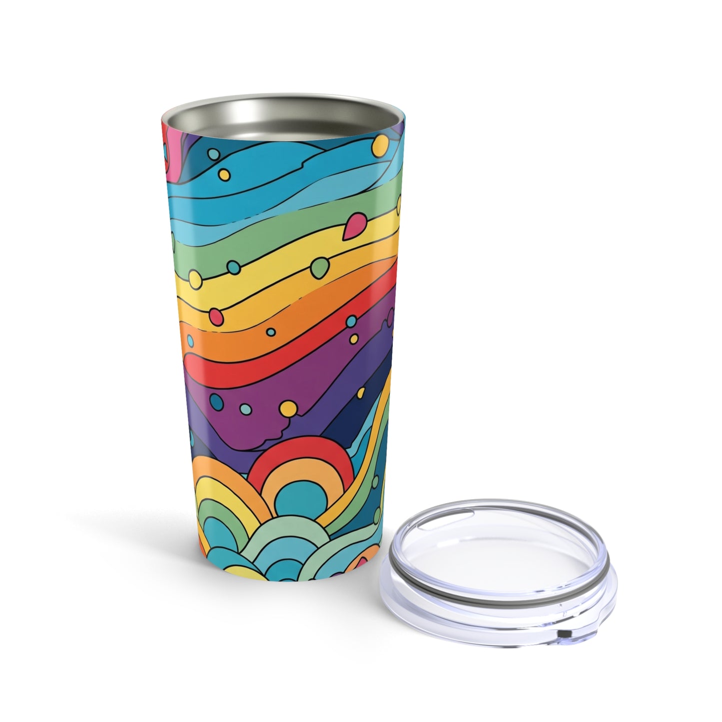20 Oz Metal Travel Mug Printed Artwork Vacuum Insulated Leak Proof Spill Resistant BPA Free Beverage Holder Hot Or