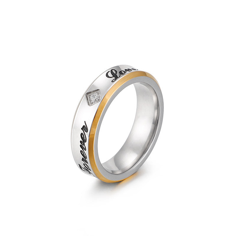 Couple Ring Titanium Steel Heart Shape Forever Love Engagement Anniversary Wedding Band Electroplated Gift Shine Finish