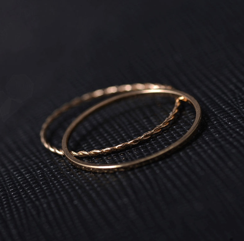 Womens Fashion Rings Set Geometric Twist Electroplated Metal Rings Unique Design Jewelry Gift For Her Two Pack