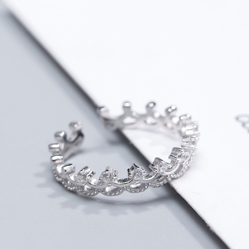 Womens Crown Ring Sterling Silver Inlaid Gem Ring Electroplated Jewelry Gift For Her Individually Packed Boxed Gift