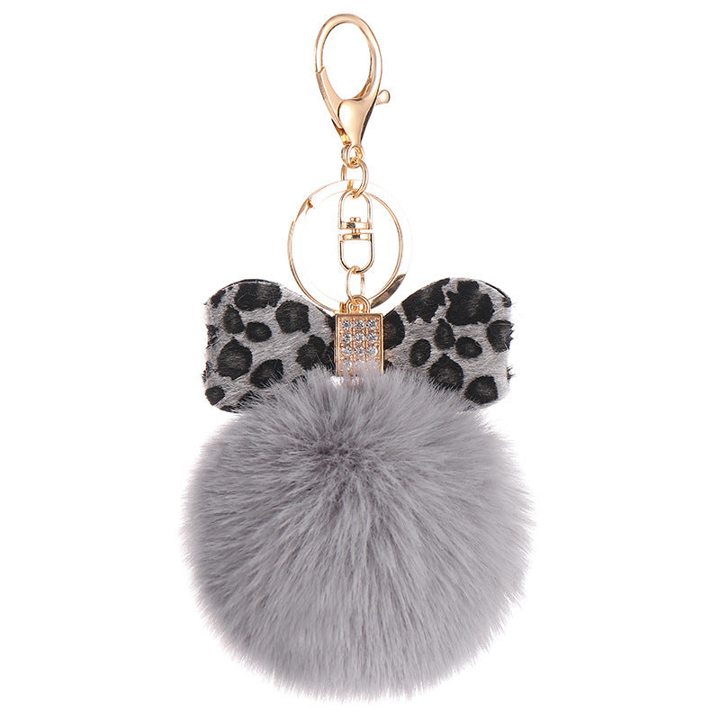 Fur Ball Leopard Keychain Fluffy Pom Pom Pendant For Backpacks Purses Bags Rabbit Hair Cute Gift Idea For All Ages
