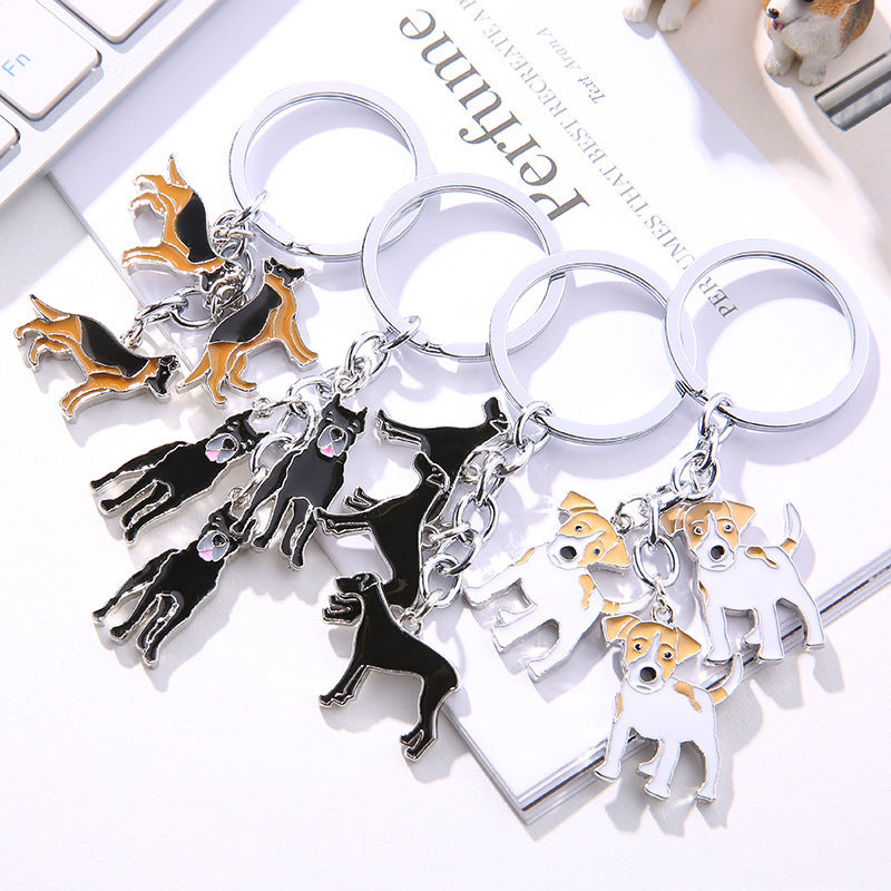 Unisex Metal Dog Bone Key Chain With Paw Print Charm Great Dane German Shepherd Key Ring With Durable Clip Pro