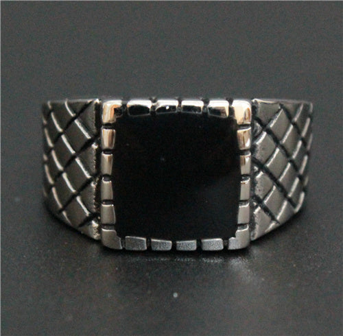 Mens Stainless Steel Ring European American Vintage Titanium Steel Ring With Oil Drip Design Jewelry Band Trendy