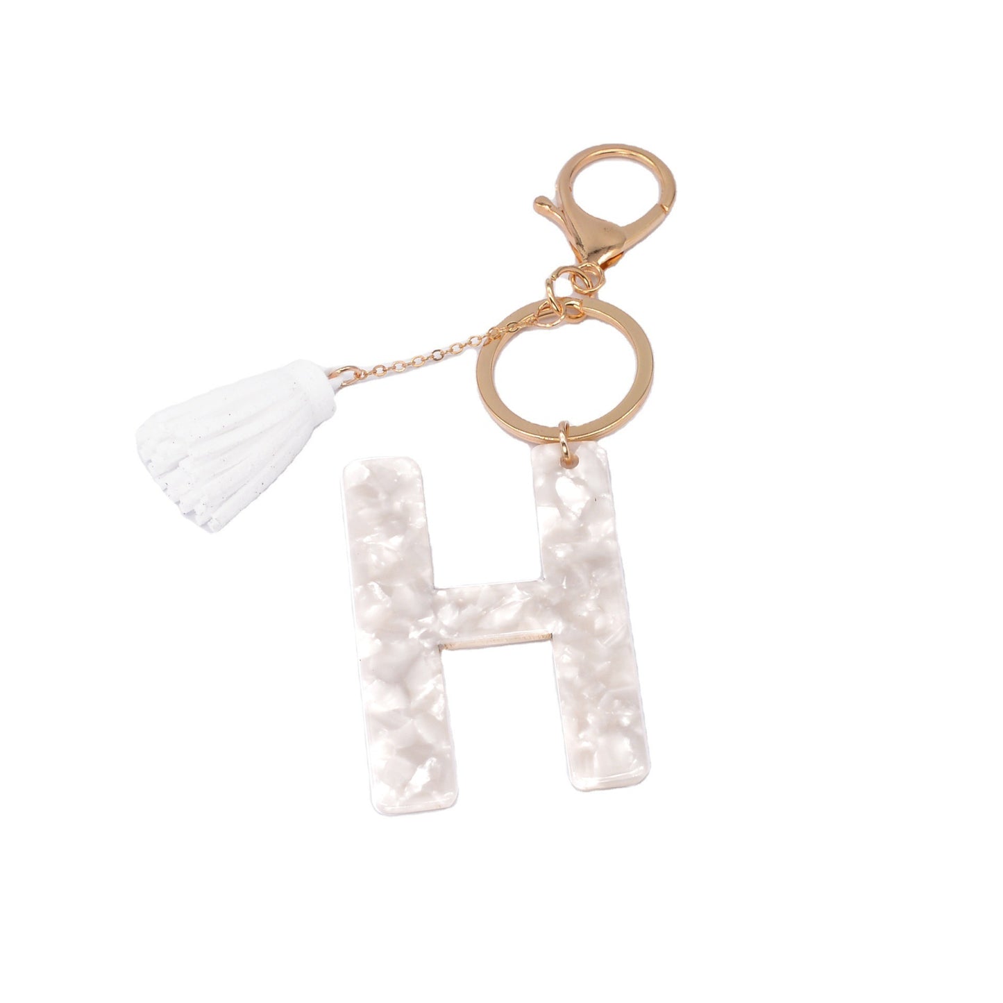 Acrylic Letter Keychain With Tassel Alphabet Key Ring Lightweight Bag Charm Initial Keyring Durable Great Gift