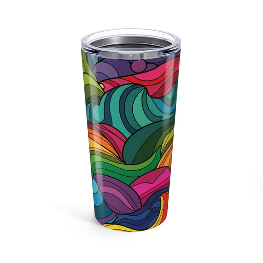 20oz Stainless Steel Tumbler With Printed Design Double Wall Vacuum Insulated Leak Proof Travel Mug For Beverages