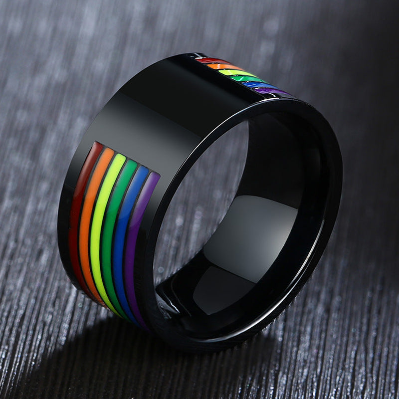 Rainbow Stainless Steel Mens Ring Sizes 7 8 9 10 11 12 Band Jewelry Durable everyday wear with modern look now