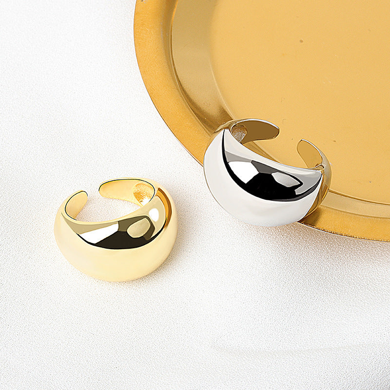 Unisex Adjustable Ring Copper Electroplated In Platinum Gold