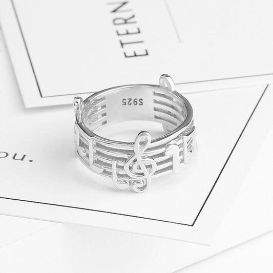 Women Alloy Letter Number Ring European American Fashion Jewelry Trendy Music Lover Accessory Gift Idea Band Ring