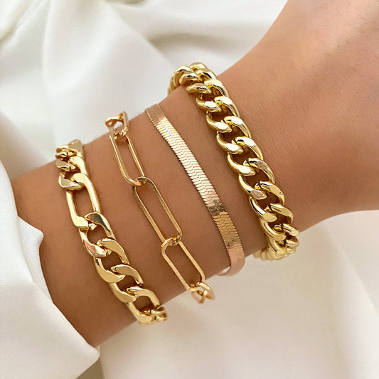 Vintage Alloy Bracelet Set For Women European Design Metal Bangle Jewelry 4 X Bracelet Collection High Quality
