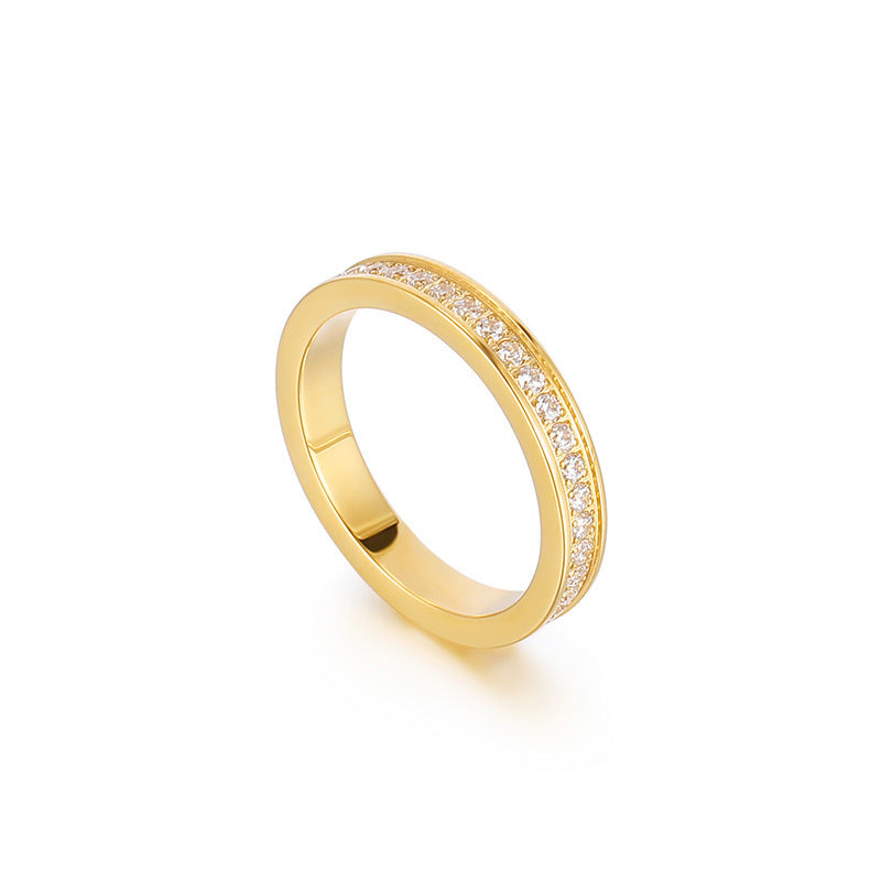 Geometric Titanium Steel Ring Band Gold Tone Jewelry For Women Simple Durable Everyday Gift For Her Nickel Free