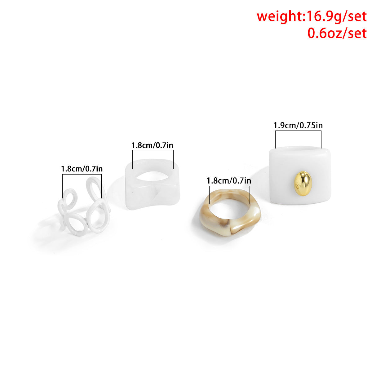 Women Geometric Acrylic Rings Set Irregular Shape Joint Knuckle Rings Trendy Resin Statement Fashion For Women