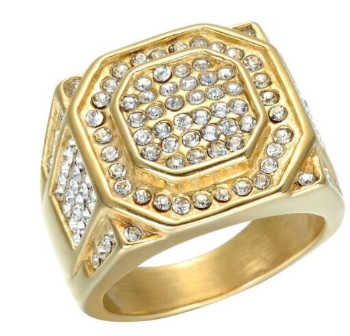 Mens Star Ring Gold Plated Copper Ring Micro Zircon Inlaying Indiv Packed Electroplated Finish Fashion Jewelry