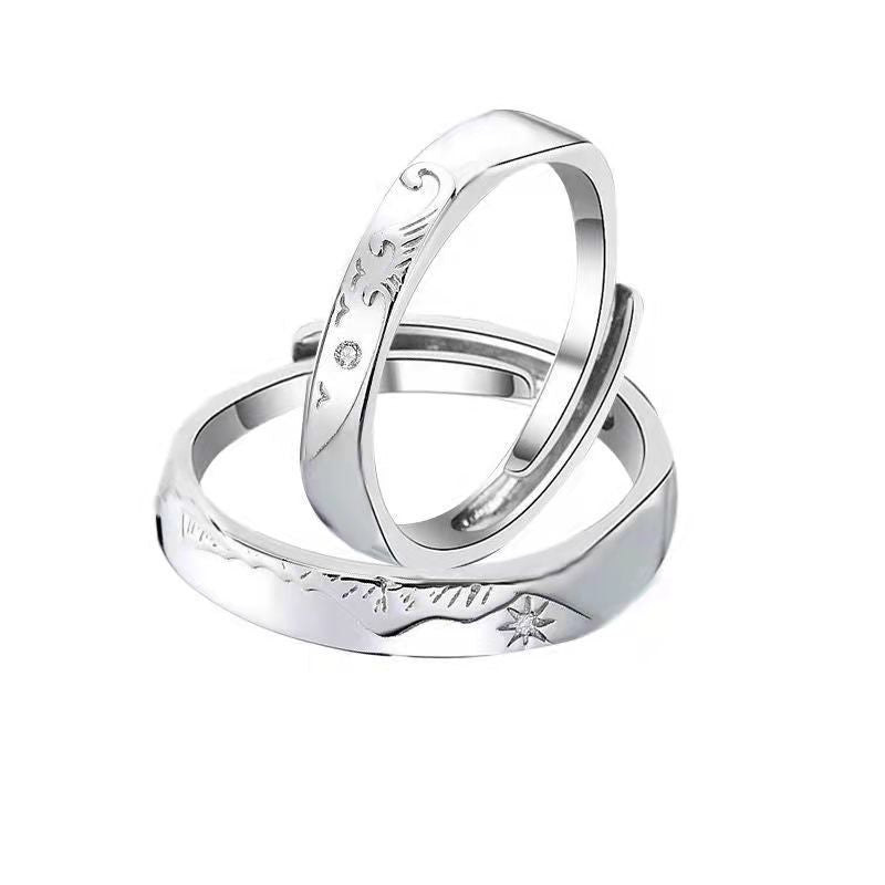 Couple Rings Set Adjustable Matching Geometric Copper Rings His And Hers Anniversary Promise Rings Perfect And