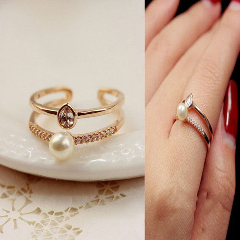 Korean Style Zircon Inlaid Ring For Women Geometric Design Gift Holiday Packaging Elegant Everyday Accessories