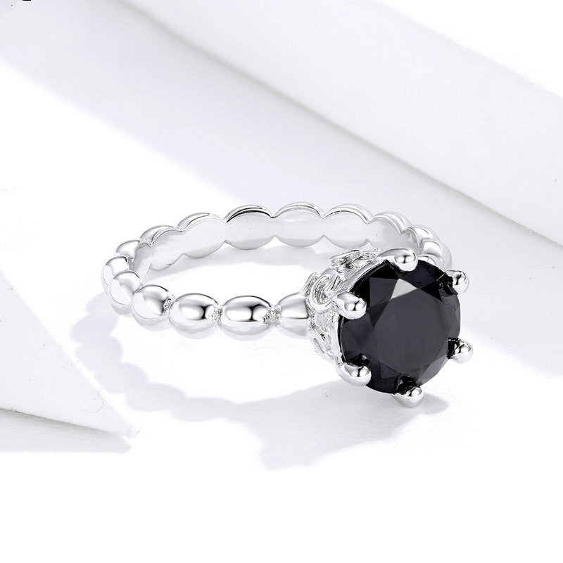 Gold Inlaid Copper Ring Six Claw Zircon Crown Geometric Design Korean Fashion Travel Souvenir Ring Keepsake Gift Idea