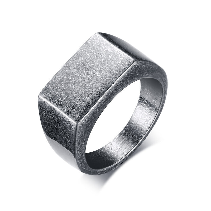 Men's Titanium Steel Ring Geometric Electroplated Rectangular Glossy Band Gift For Him Retro Jewelry Minimalist