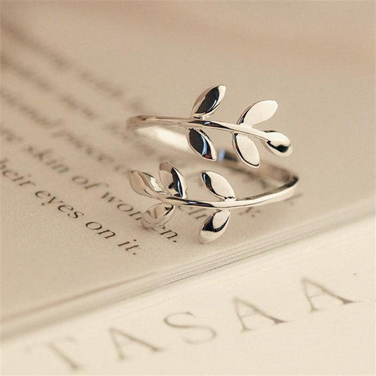 Leaf Ring Foliage Design Electroplated Alloy Jewelry