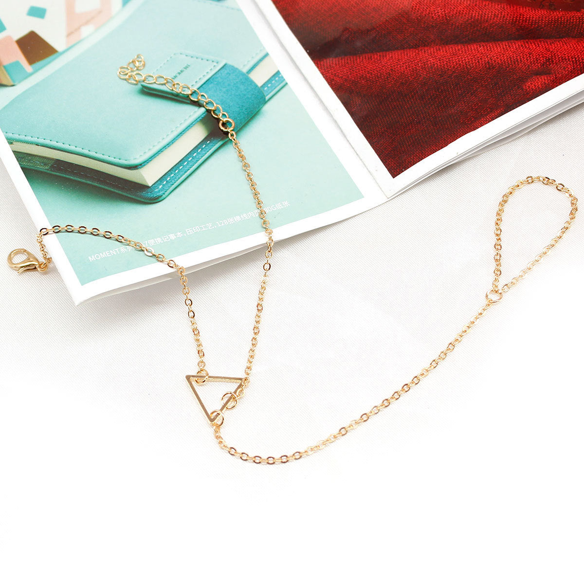 Womens Bracelet With Crystal Inlays Adjustable Hand Ring Chain Geometric Designs AlloyMetal GiftFor Her Fashion