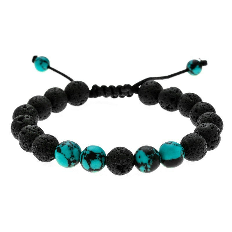Handmade Volcanic Rock Bead Bracelet Wax Rope Lightweight Durable Beaded Jewelry For Everyday Wear And Casuals