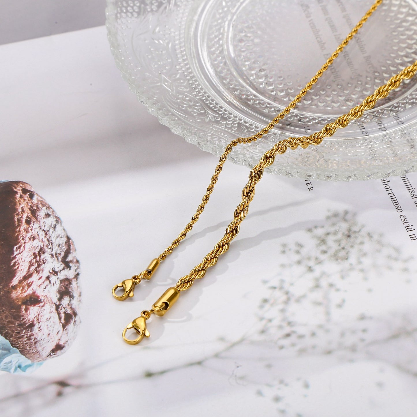 Womens Gold Twisted Chain Bracelet 18K Gold Plated Geometric Jewelry Gift Electroplated Finish with Tail Chain